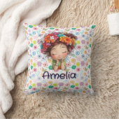 Aangepaste Mooie Meisjes Bloem Naam Kussen (Deken)