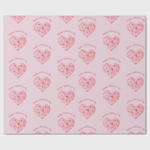 Aangepaste Mooie Waterverf Roos Hart Valentijnsdag Cadeaupapier