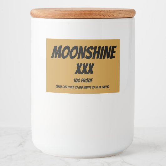 Aangepaste Moonshine offerte Voedselcontainer Etiket (Voorkant)