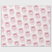 Aangepaste Mop met Roze Strik Coquette Cadeaupapier (Vlak)