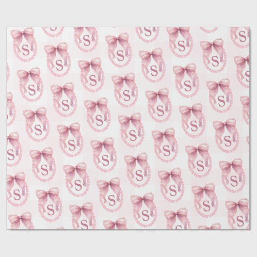 Aangepaste Mop met Roze Strik Coquette Cadeaupapier (Vlak)