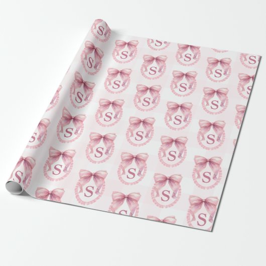 Aangepaste Mop met Roze Strik Coquette Cadeaupapier (Uitgerold)