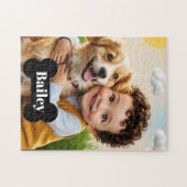 Aangepaste Moppertje Kind & Hond Puzzel Gepersonal (Horizontaal)