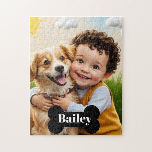 Aangepaste Moppertje Kind & Hond Puzzel Gepersonal (Verticaal)