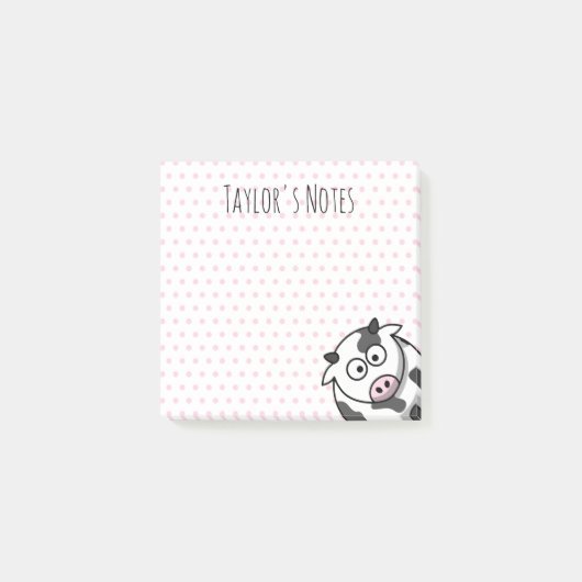 Aangepaste Moppige Grappige Cartoon Koe Post-it® Notes (Voorkant)