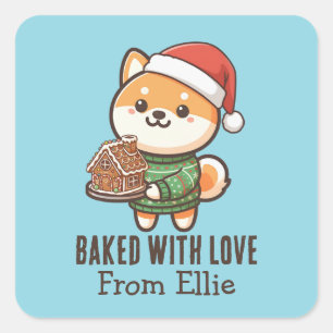 Aangepaste Mopshond Kerstmis Kerstcadeau Met Liefd Vierkante Sticker
