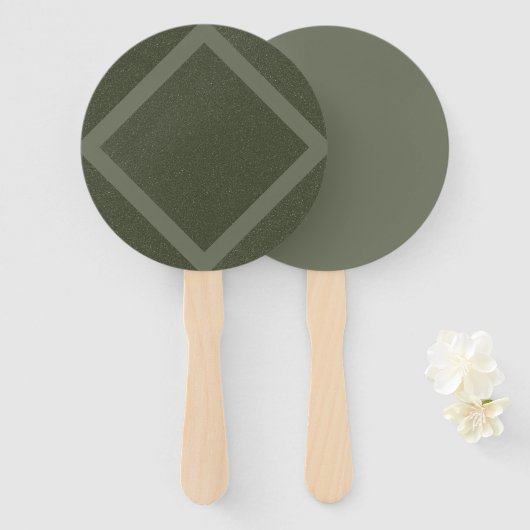 Aangepaste Moss Green Diamond Fans – Bulk Event Handwaaier (Voorkant en achterkant)