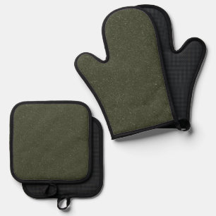 Aangepaste Moss Green Noise Oven Mitt Set