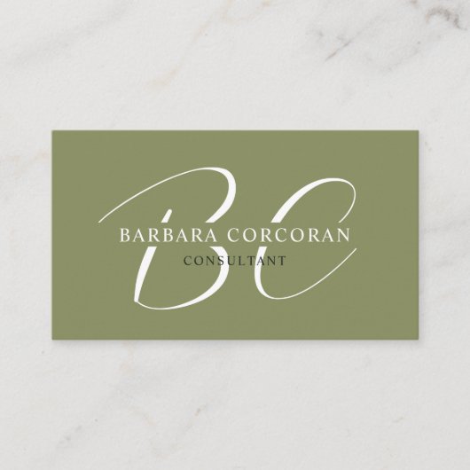 Aangepaste Moss Sage Olijfgroen Wit Professional Visitekaartje (Voorkant)