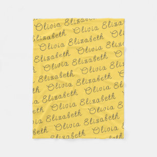 Aangepaste Mosterd Geel Gepersonaliseerde Baby Mei Fleece Deken