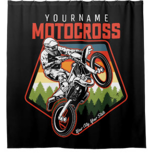 Aangepaste Motocross-racebesturing met vuil spoor Douchegordijn