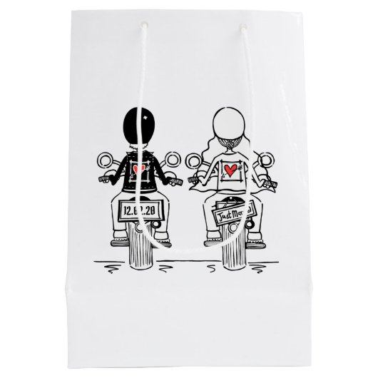 Aangepaste motorfiets bruiloft voor fietsen Gemidd Medium Cadeauzakje (Achterkant)