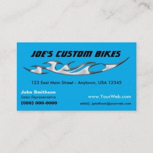Aangepaste motorfiets   Chrome Vlam Custom Bike Sh Visitekaartje