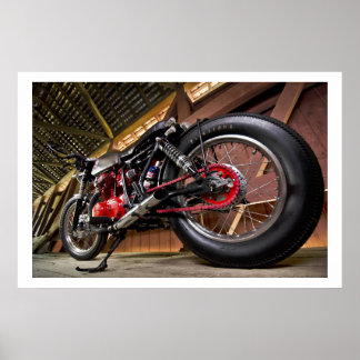 Aangepaste motorfiets met rood detail poster