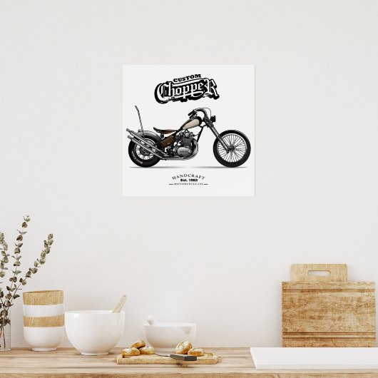 aangepaste motorfiets poster (Keuken)