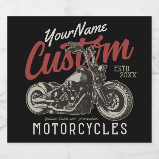 Aangepaste motorfiets Rebel Cruiser Biker Garage Bier Etiket (Enkel label)