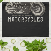 Aangepaste motorfiets Rebel Cruiser Biker Garage Theedoek (Gevouwen)