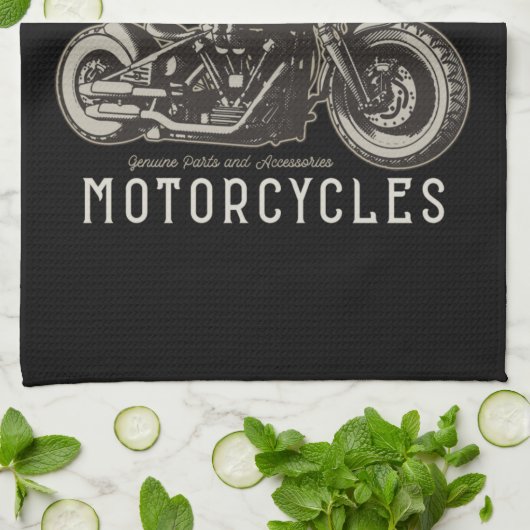 Aangepaste motorfiets Rebel Cruiser Biker Garage Theedoek (Gevouwen)