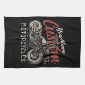 Aangepaste motorfiets Rebel Cruiser Biker Garage Theedoek (Horizontaal)