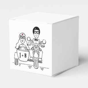 Aangepaste motorfiets voor fietsen met een oormerk bedankdoosjes
