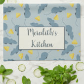 Aangepaste Mouse Pattern Blue Mice Yellow Cheese Theedoek (Gevouwen)
