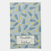 Aangepaste Mouse Pattern Blue Mice Yellow Cheese Theedoek (Verticaal)