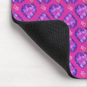 Aangepaste mousepad, magenta Hearts en Flowers Muismat (Hoek)