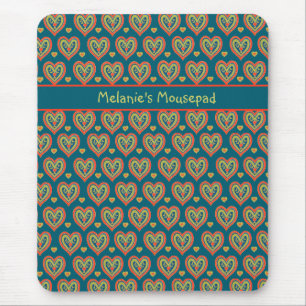 Aangepaste Mousepad, rood, groene harten op donker Muismat