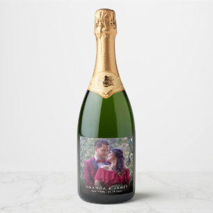 Aangepaste mousserende wijn trouwfoto sparkling wijnetiket