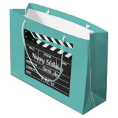 Aangepaste Movie Clapboard Aqua Large Gift Bag Groot Cadeauzakje (Achterkant Gekanteld)