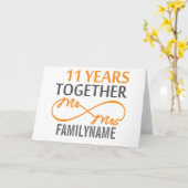 Aangepaste Mr en Mrs 11e trouwdag Kaart (Gele Bloem)