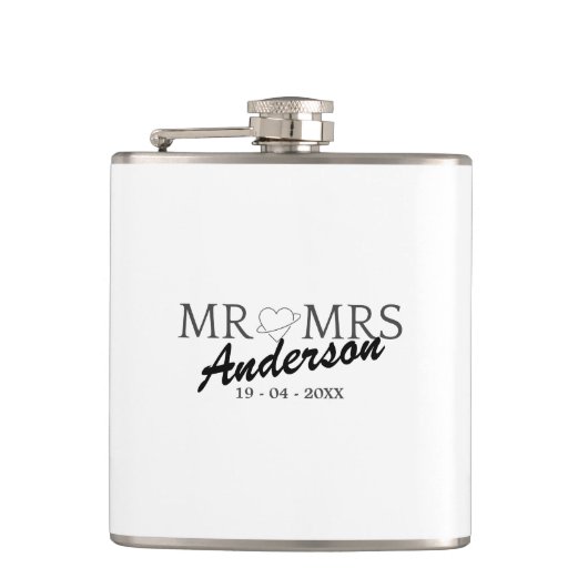 Aangepaste Mr en Mrs Bruiloft Familie cadeau Heupfles (Voorkant)