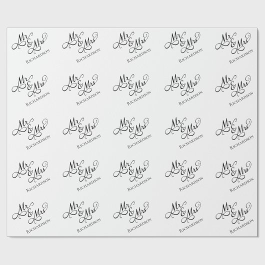 Aangepaste Mr en Mrs. Cadeaupapier (Vlak)