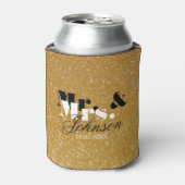 Aangepaste Mr en Mrs gouden glitter bruiloft koelb Blikjeskoeler (Blikje Voorkant)