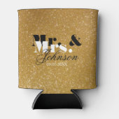 Aangepaste Mr en Mrs gouden glitter bruiloft koelb Blikjeskoeler (Voorkant)