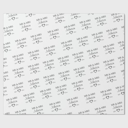 Aangepaste Mr & Mrs Koppel Jubileum  Cadeaupapier (Vlak)