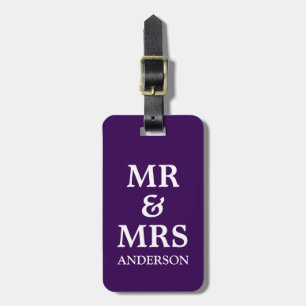 Aangepaste Mr. Mrs Paarse bruiloft huwelijksreis L Bagagelabel