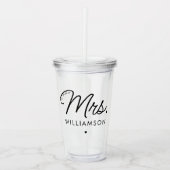 Aangepaste Mrs Est. Modern Elegant Script Pas getr Acryl Drinkbeker (Voorkant)