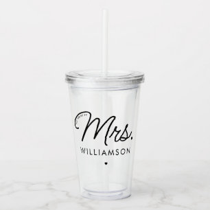 Aangepaste Mrs Est. Modern Elegant Script Pas getr Acryl Drinkbeker