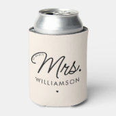 Aangepaste Mrs Est. Modern Elegant Script Pas getr Blikjeskoeler (Blikje Voorkant)