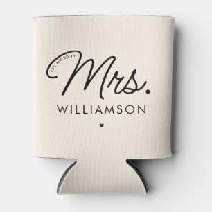 Aangepaste Mrs Est. Modern Elegant Script Pas getr Blikjeskoeler