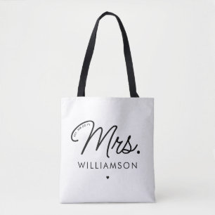 Aangepaste Mrs Est. Modern Elegant Script Pas getr Draagtas