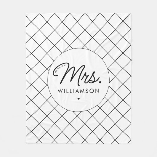 Aangepaste Mrs Est. Modern Elegant Script Pas getr Fleece Deken (Voorkant)