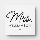 Aangepaste Mrs Est. Modern Elegant Script Pas getr Fotoplaat (Voorkant)