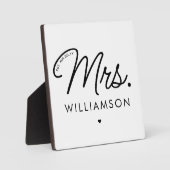 Aangepaste Mrs Est. Modern Elegant Script Pas getr Fotoplaat (Voorkant)