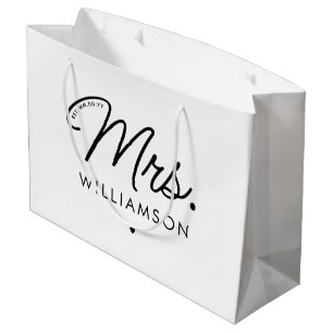Aangepaste Mrs Est. Modern Elegant Script Pas getr Groot Cadeauzakje