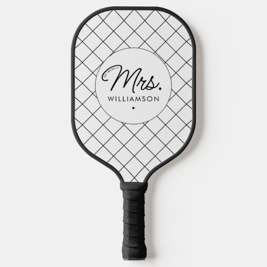 Aangepaste Mrs Est. Modern Elegant Script Pas getr Pickleball Paddle (Voorkant)