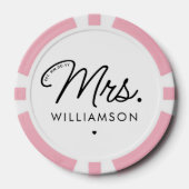 Aangepaste Mrs Est. Modern Elegant Script Pas getr Poker Chips (Voorkant)