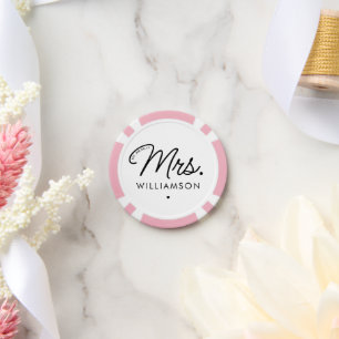 Aangepaste Mrs Est. Modern Elegant Script Pas getr Poker Chips