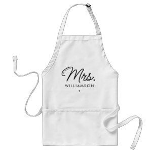 Aangepaste Mrs Est. Modern Elegant Script Pas getr Standaard Schort